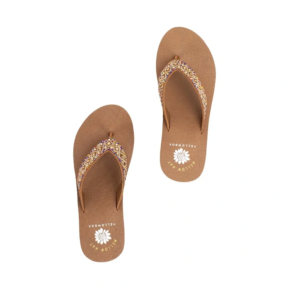 Yellow box flip flops wayra color toast medium width - Picture 3 of 6